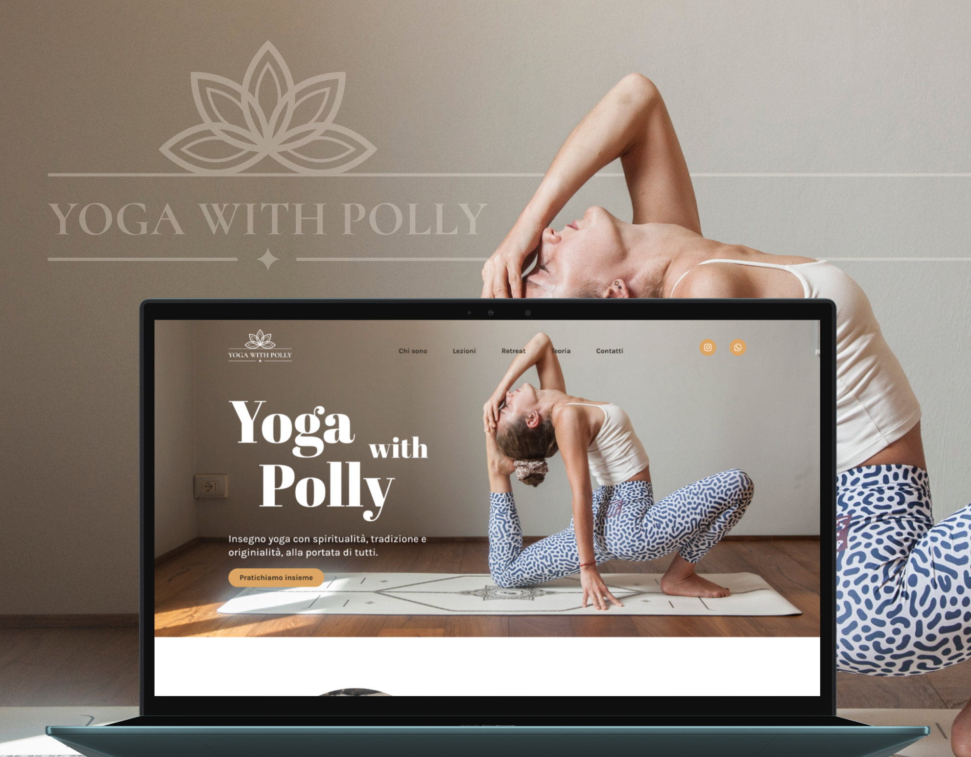 Yoga with Polly, mockup laptop